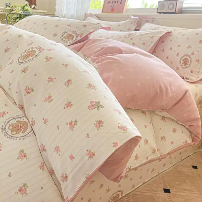 Parure de lit dessin animé 100% coton, ensemble de housse de couette, 3 pièces-140x200 200x200 Twin