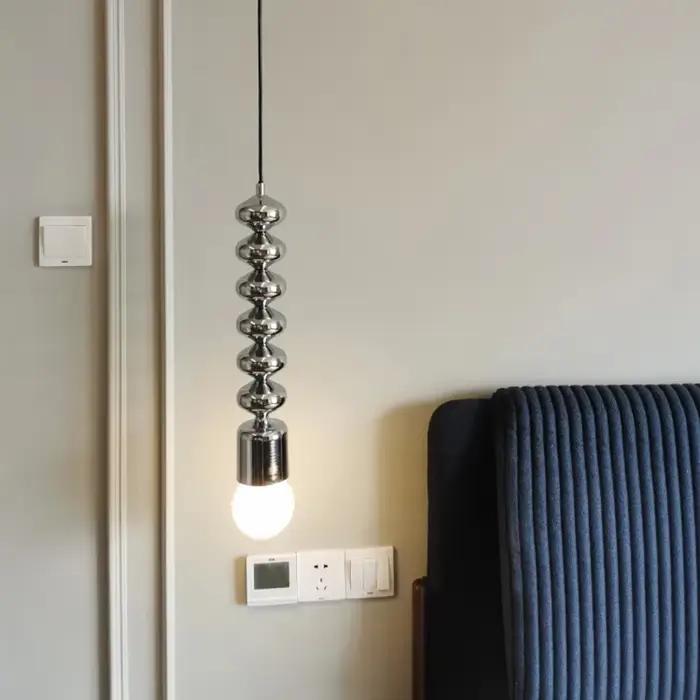 Lampe suspendue Bauhaus en argent, style nordique noir, E27, pour chambre à coucher, chevet, salon, cuisine, salle de bain, miroir, lustres