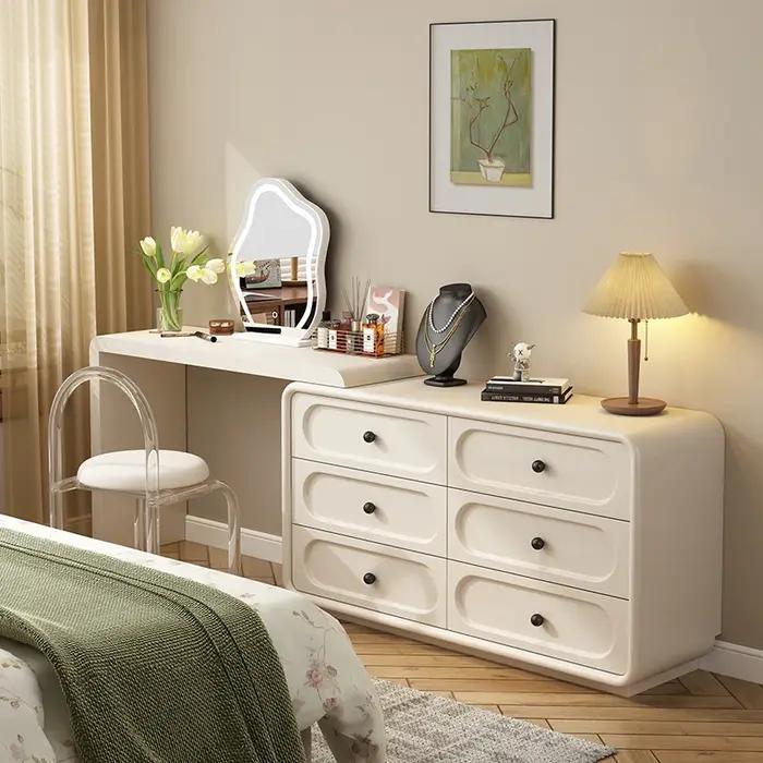 Coiffeuse d'appartement en bois moderne bureau de vanité avec structure de cadre robuste et finition peinture pour organisation de maquillage chambre à coucher