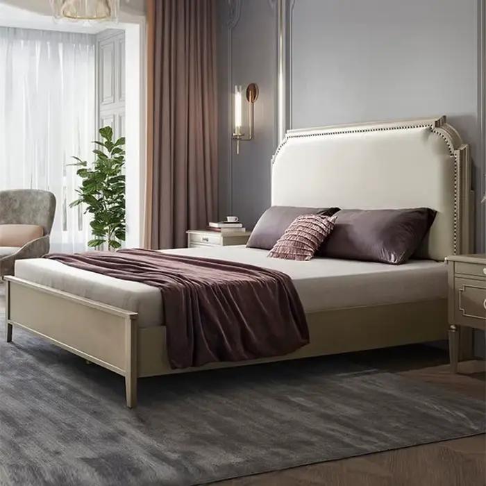 Lits à cadre De luxe tables De chevet minimalistes esthétiques lit double Queen Size nordique Cama De Lujo Para dortoir meubles De maison