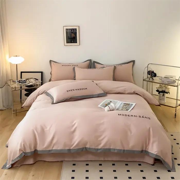 Ensemble de literie de haute qualité 100% coton avec housse de couette brodée