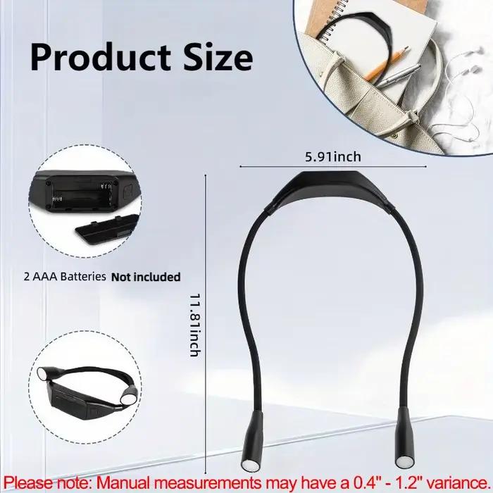 Lampe de lecture LED portable pour le cou, 360° ° Lampe de lecture flexible, lampe de chevet mains libres pour lire au lit, lampe d'étude à forte luminosité