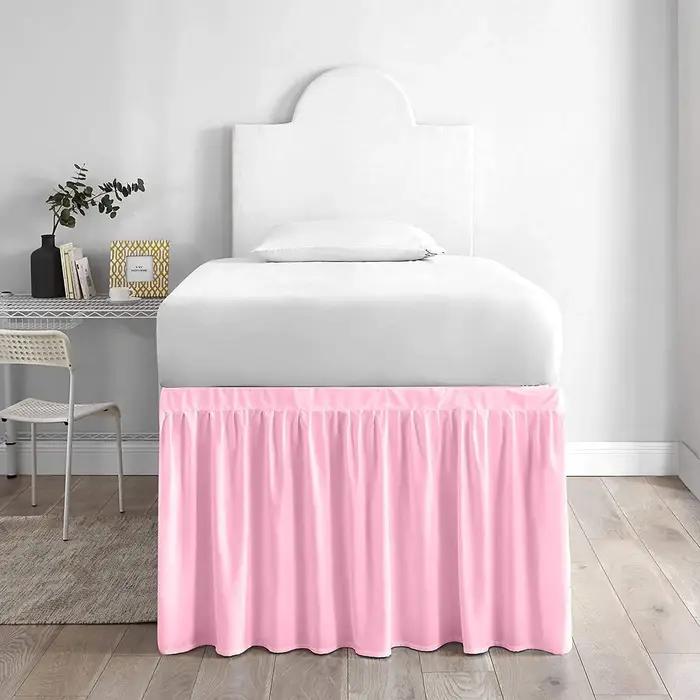 Enrouler jolies volants Extra longs hôtesse d'université dortoir lit jupe cantonnière avec trois côtés tissu pour lit double/simple