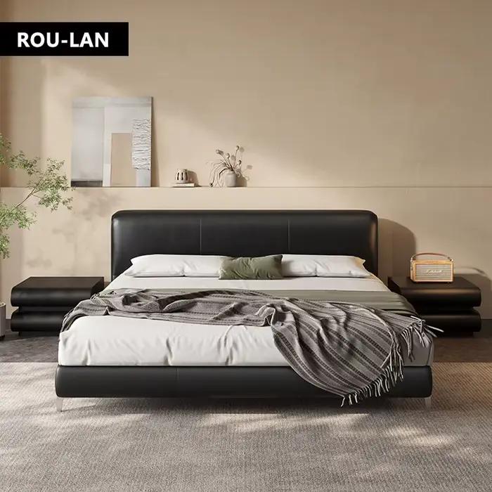 Lit souple minimaliste moderne lit en cuir chambre principale lit