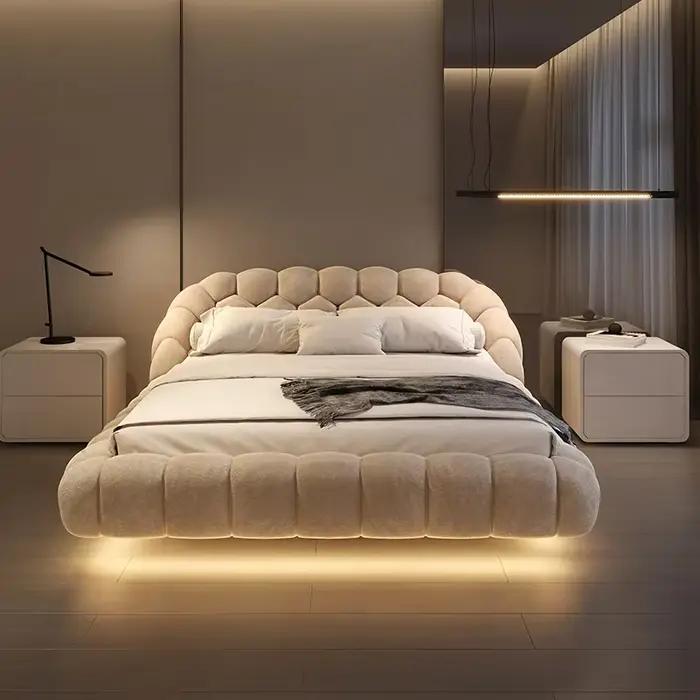 Lit flottant en laine d'agneau, esthétique, princesse, mariage, haut de gamme, qualité, appartement