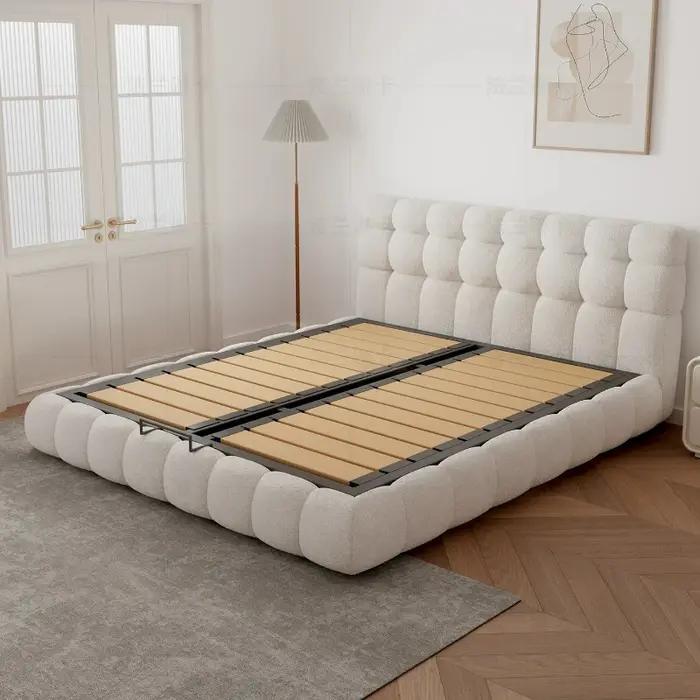 Lit double moderne 180x200cm en bois pour adultes, lit d'hôtel simple, ensemble complet de meubles de chambre à coucher