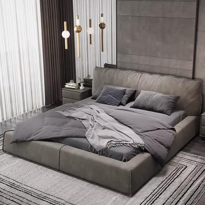 Lit en bois européen Design reine Double tête De lit en coton chambre moderne luxe Meuble
