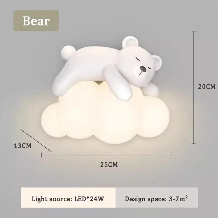 Mignon chambre d'enfants chevet applique ours lapin nuage lampe créative crème Style