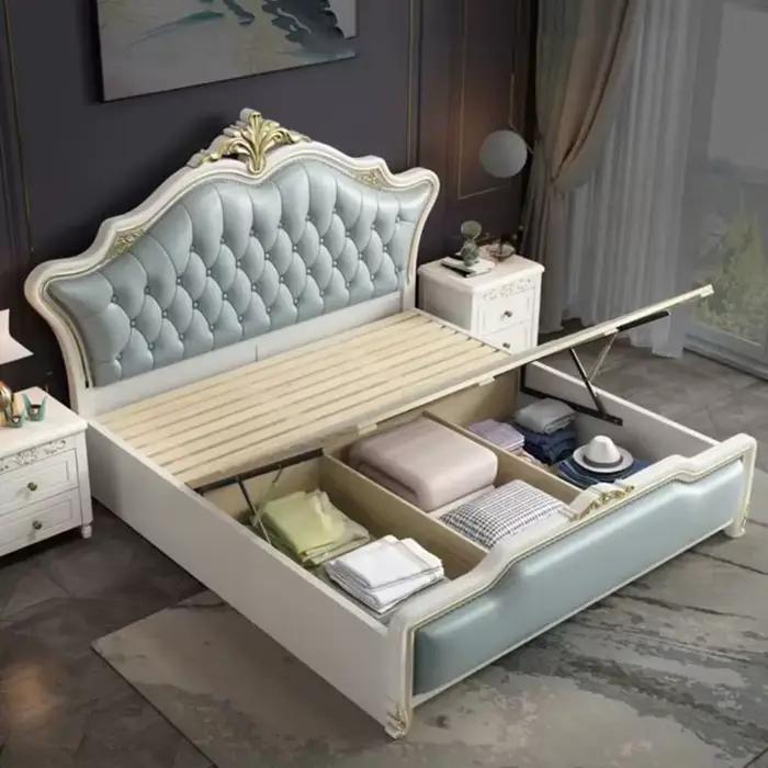 Lit de luxe moderne, lit double Queen
