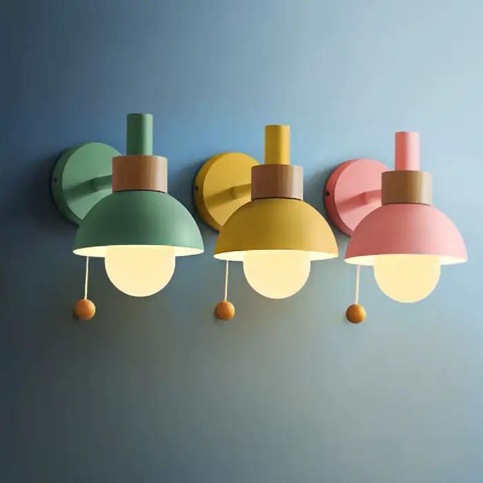 JOswitch-Applique murale LED en bois, nordique et moderne, luminaire de chevet