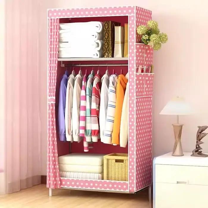 Tissu reine armoire chambre simple pliant Portable