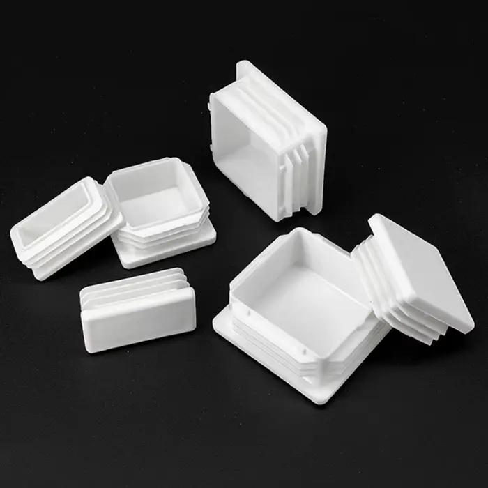 Embout d'obturation en plastique blanc, Inserts de tuyaux rectangulaires, bouchon étanche, pieds de