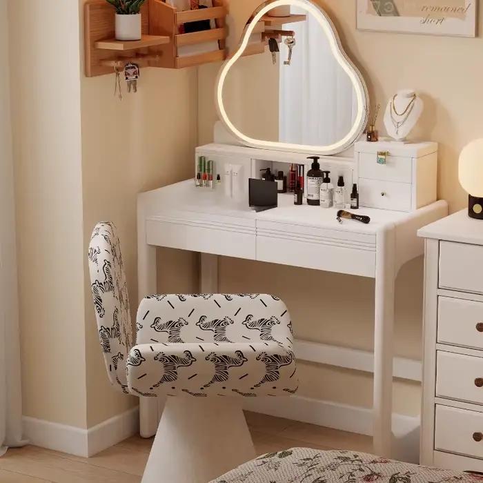 Coiffeuse en bois massif moderne avec tabouret miroir et tiroirs de rangement pour chambre à coucher maquillage et salle de beauté