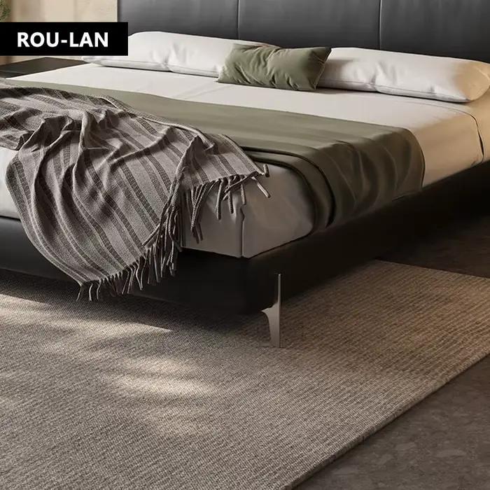 Lit souple minimaliste moderne lit en cuir chambre principale lit