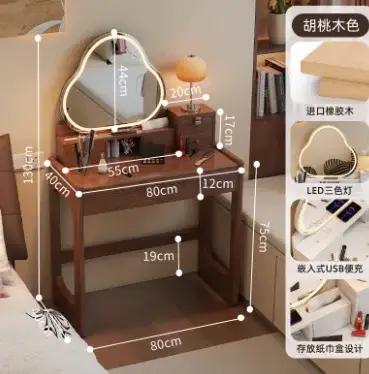 Coiffeuse en bois massif moderne avec tabouret miroir et tiroirs de rangement pour chambre à coucher maquillage et salle de beauté