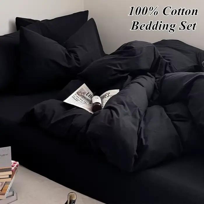 Bonenjoy-Parure de lit 100% coton, ensemble de draps simples, queen size, king size, linge de lit respectueux de la peau