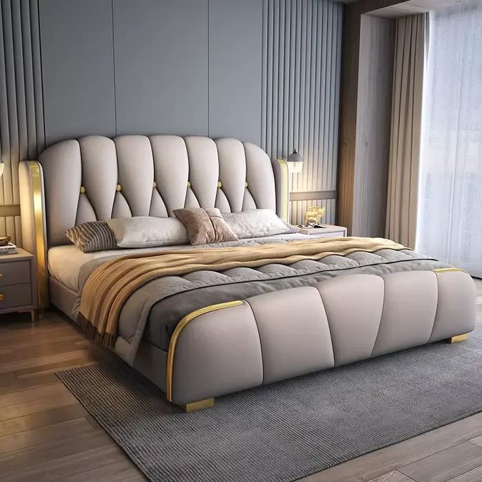 Lit nordique Unique, tables de chevet, cadre de luxe, tête de lit Queen Size, Muebles Para dortoir,
