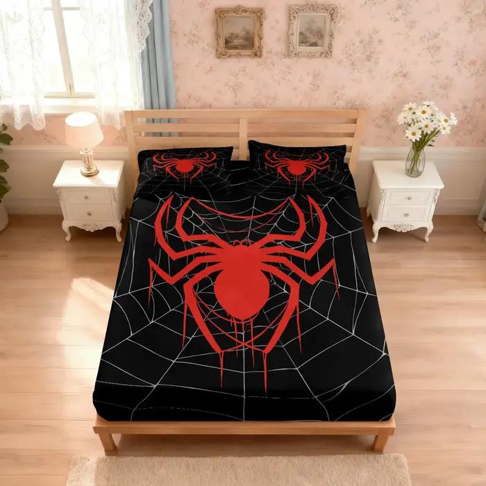 Ensemble de draps de lit sans noyau imprimés d'araignées colorées, 3 pièces, couvre-lit doux multi-spécifications, décoration de chambre à coucher, lavable