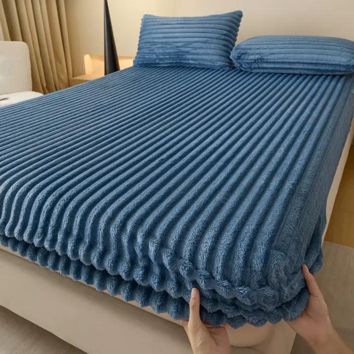 Housse de matelas épaisse en fausse fourrure de lapin, couleur unie, protection de matelas en velour