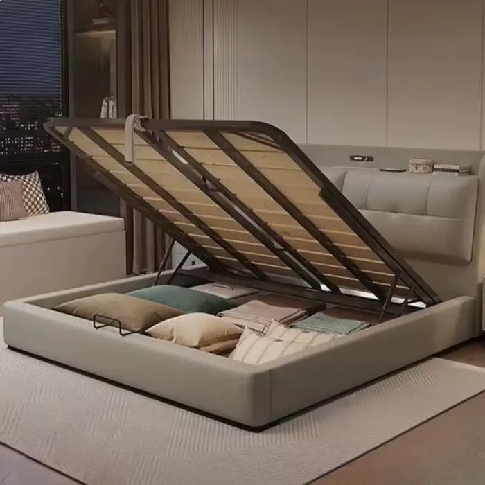 Lit double avec rangement intégré pour chambre à coucher