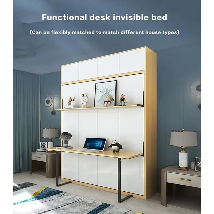 Cadre de lit en acier et bois massif, style Tatami moderne et simple, double 1,5 mètre, personnalisable, sans têtes de lit