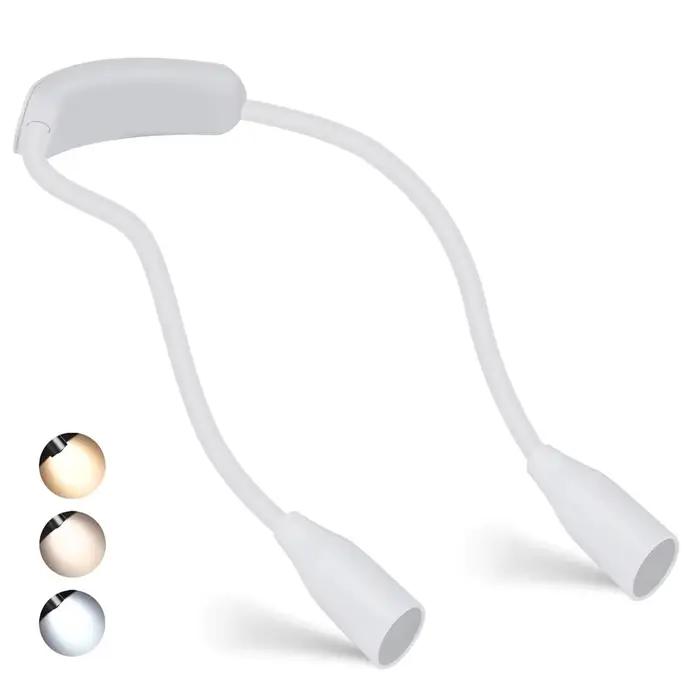Lampe de lecture LED portable pour le cou, 360° ° Lampe de lecture flexible, lampe de chevet mains libres pour lire au lit, lampe d'étude à forte luminosité