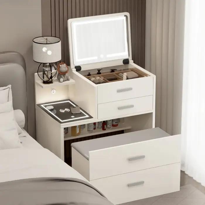 Coiffeuse moderne blanche de style français avec miroir