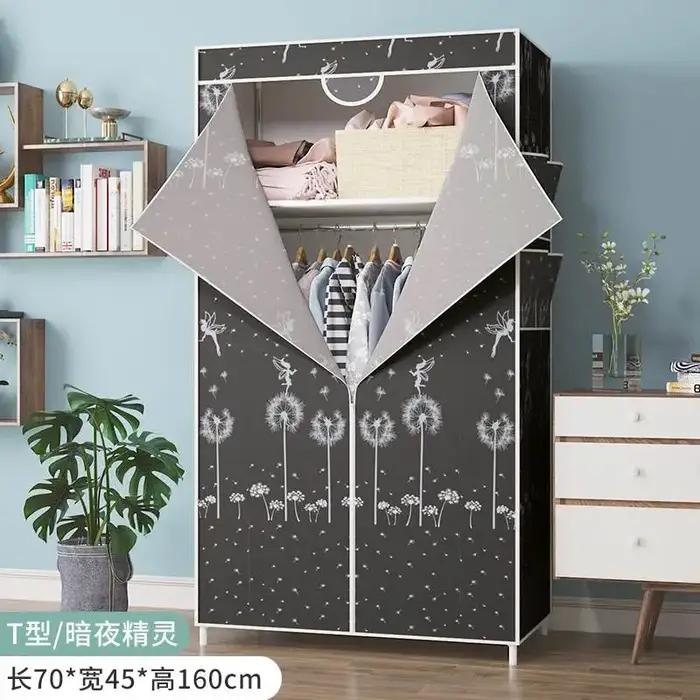 Tissu reine armoire chambre simple pliant Portable