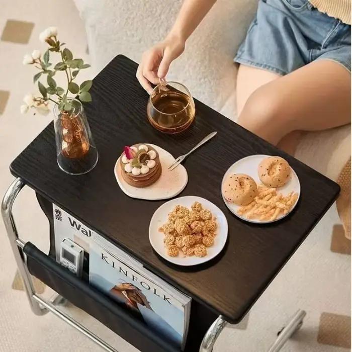 Table de chevet, table d'appoint pour canapé, table de salon, table de chambre, table pour fauteuil inclinable, table d'ordinateur portable, table d'appoint mobile multifonctionnelle
