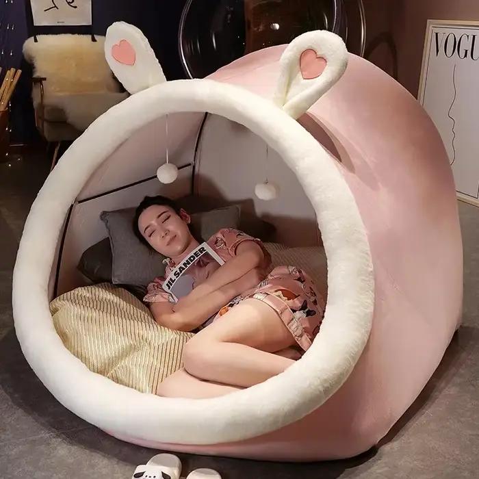 Canapé paresseux au sol, Nid de chat, Coussins de Noël, Coussin d'assise, Tente en peluche mignonne