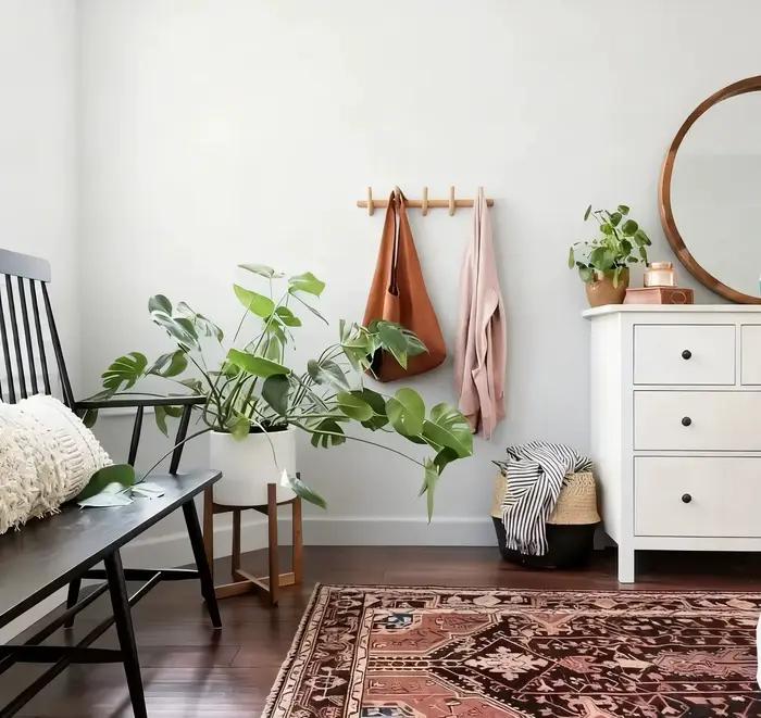 Porte-manteau nordique en bois massif avec 4/5 crochets, rangement mural suspendu pour vêtements, ch