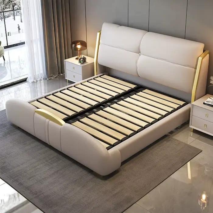 Sommeil fantaisie lit luxe nordique tête de lit Queen Size tables de nuit cadre Muebles Para dortoir chambre ensemble meubles