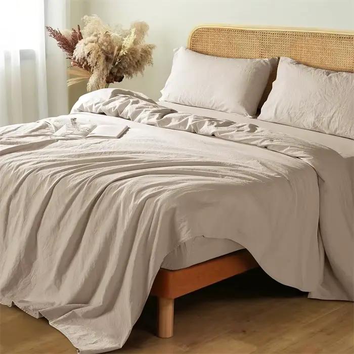 Parure de lit en coton et lin avec housse de couette