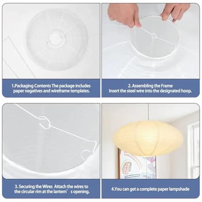 Lot de 2 abat-jour en papier blancs ovales, style lanterne chinoise, pliables, pour suspension, déco