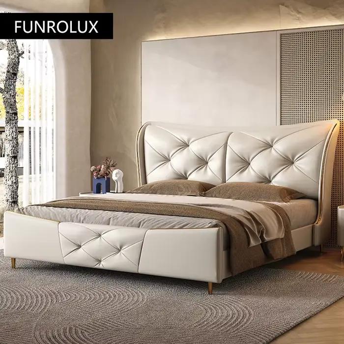 Lit en cuir de luxe léger 1.5 / 1 8 M lit Double chambre principale lit