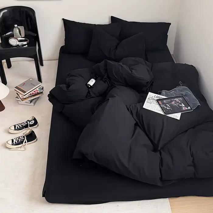 Bonenjoy-Parure de lit 100% coton, ensemble de draps simples, queen size, king size, linge de lit respectueux de la peau