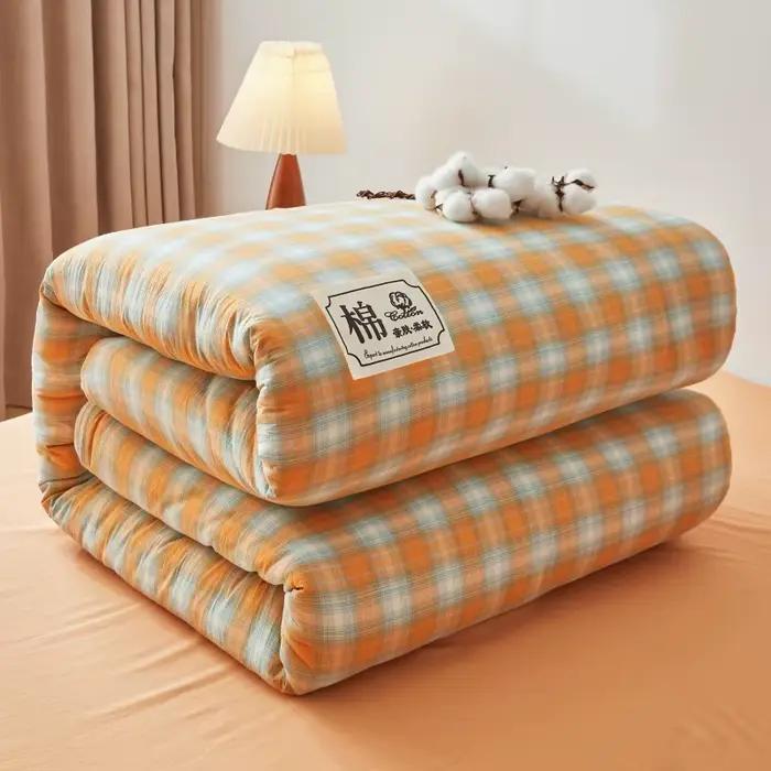 Couette en coton pur à carreaux pour lit double