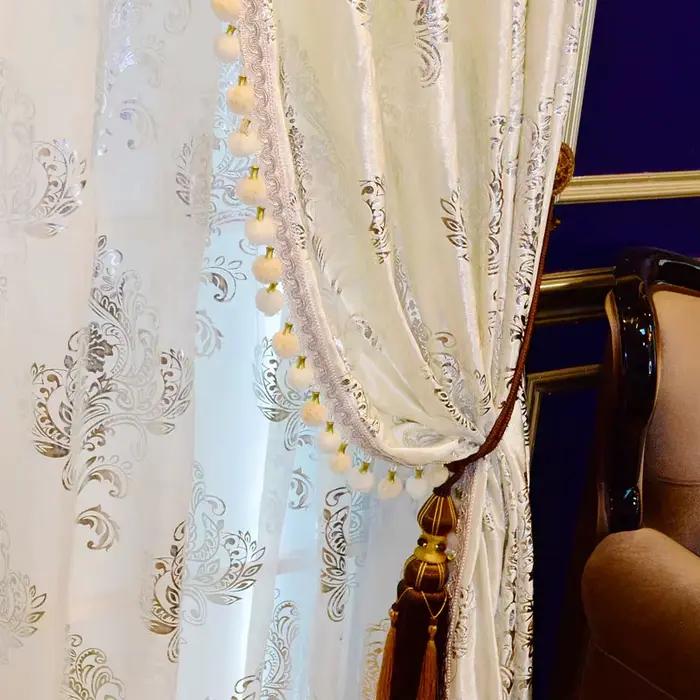 Rideaux en velours pour fenêtre, rideau blanc, rideau occultant luxueux, tulle pur, or, design europ