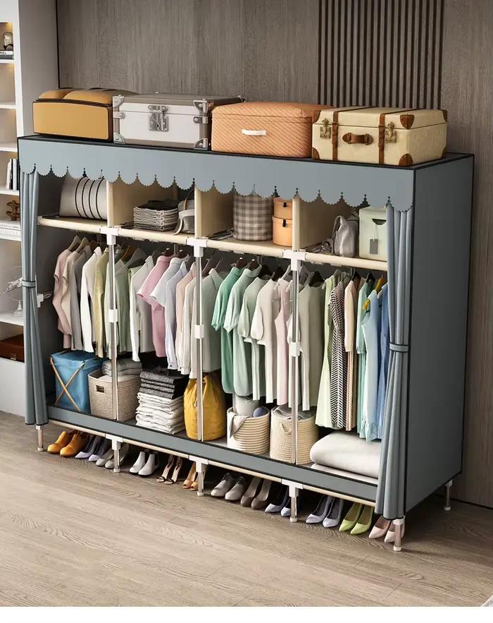 Armoires en tissu, armoire en tissu Easy, meubles de chambre à coucher, gris,199*45*170cm, N-200E