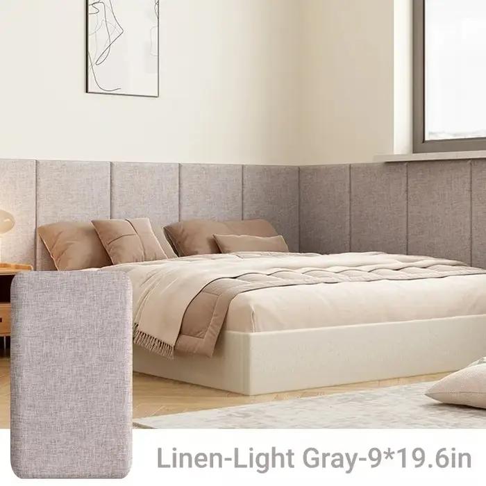 Panneaux muraux souples autocollants en lin pour tête de lit