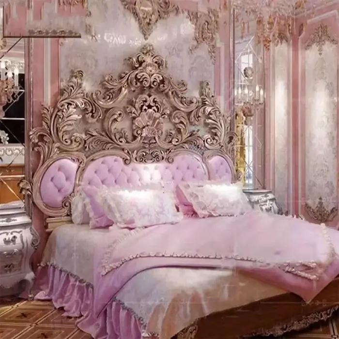 Maître lit moderne grande princesse Vintage sculpté fille reine lit Double luxe Confortable européen Cama De Casal meubles De maison
