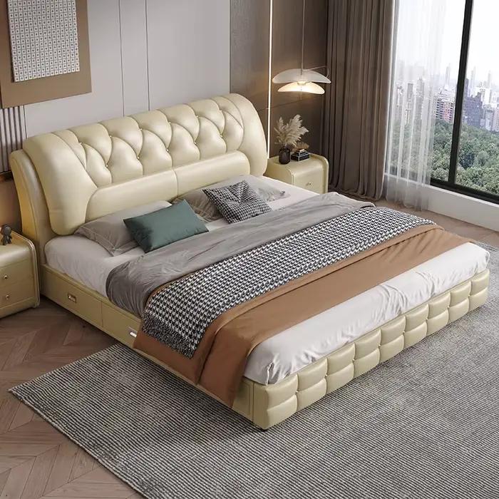 Chambre principale lit petit appartement moderne Simple lit De rangement Double Design Camas De Matrimonio dortoir meubles De maison