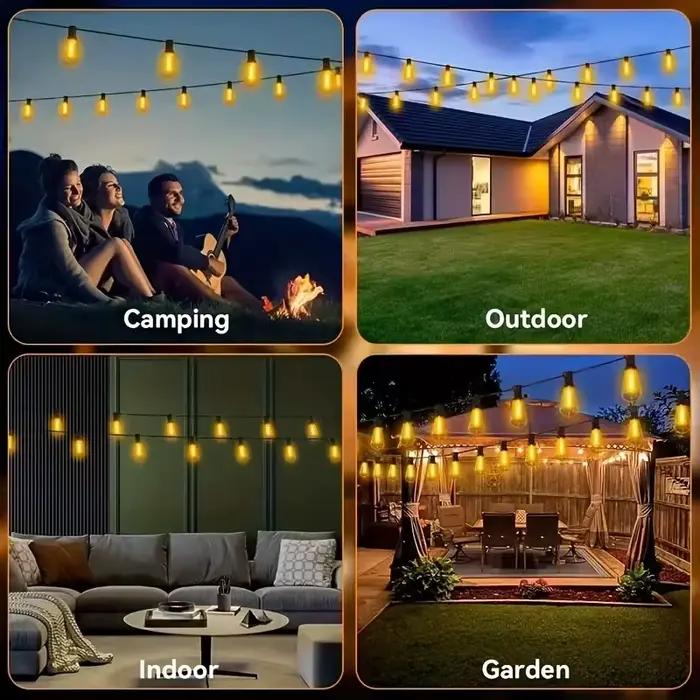 Guirlande lumineuse ST38 20M 30M, ampoules LED incassables pour l'extérieur, IP44, Patio, jardin, fê