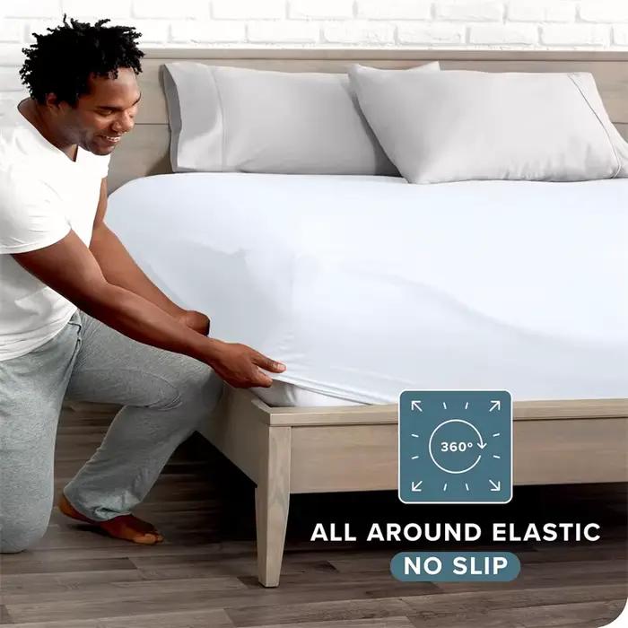 Drap-housse en coton lavé avec bandes élastiques, housse de matelas Ultra douce et Durable, réglable, pour lit Queen et King, 90/160/200cm