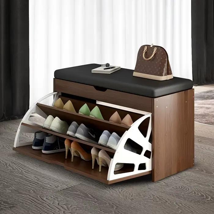 Armoire à chaussures avec banc de rangement à 3 niveaux, organisateur de étagère à chaussures pliabl