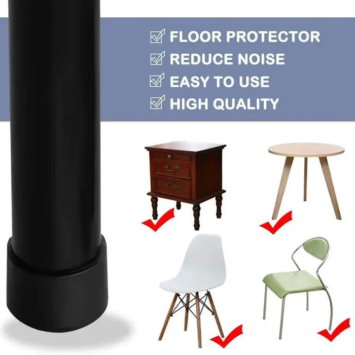 Couvre-pieds de chaise en PVC noir, nouveaux pieds de meubles à fond rond, coussinets en Silicone, c
