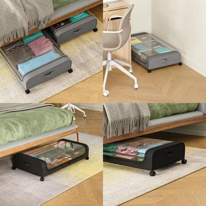  Boîte de rangement pour fond de lit avec roulettes