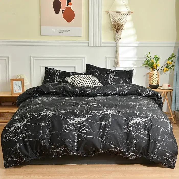 Parure de lit noire et blanche pour lit double