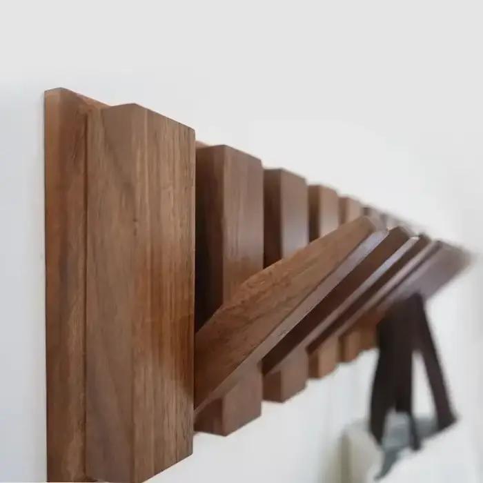 Porte-manteau mural suspendu, porte d'entrée sans poinçonnage, organisateur de vêtements en bois mas