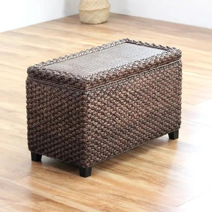 Banc ottoman en bois massif rembourré